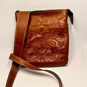 Patricia Nash sling tooled leather crossbody bag